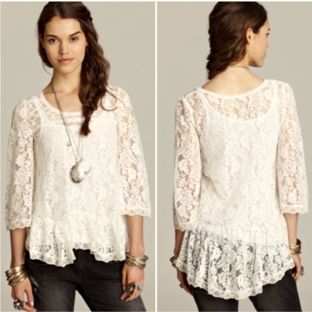 Free People Cream Lace Tunic - Picture 3 of 8